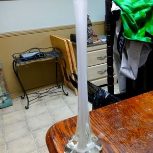 Vintage glass white colored skinny vase